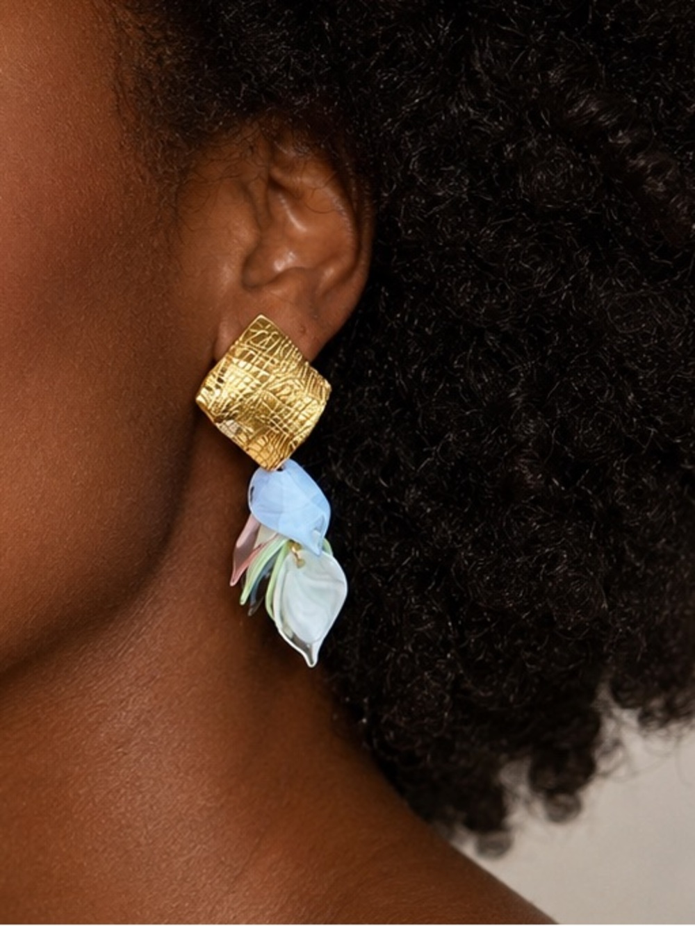 Gold and Iridescent Colorful Earrings